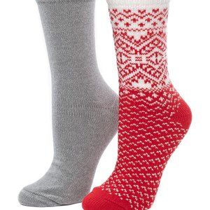 NWT Cuddl Duds | Haute Red & Gray Geometric 2-Pair Boot Crew Socks Set